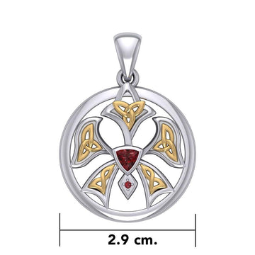 Abstract Orchid Silver and Gold Accents Pendant MPD3526 - Jewelry